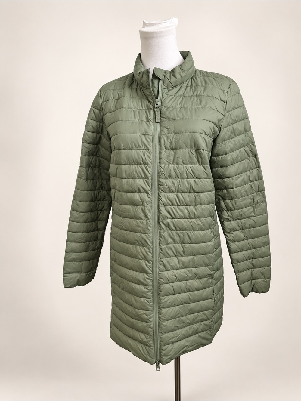 Old Navy Sage Green Lightweight Quilted Longline Puffer Jacket S